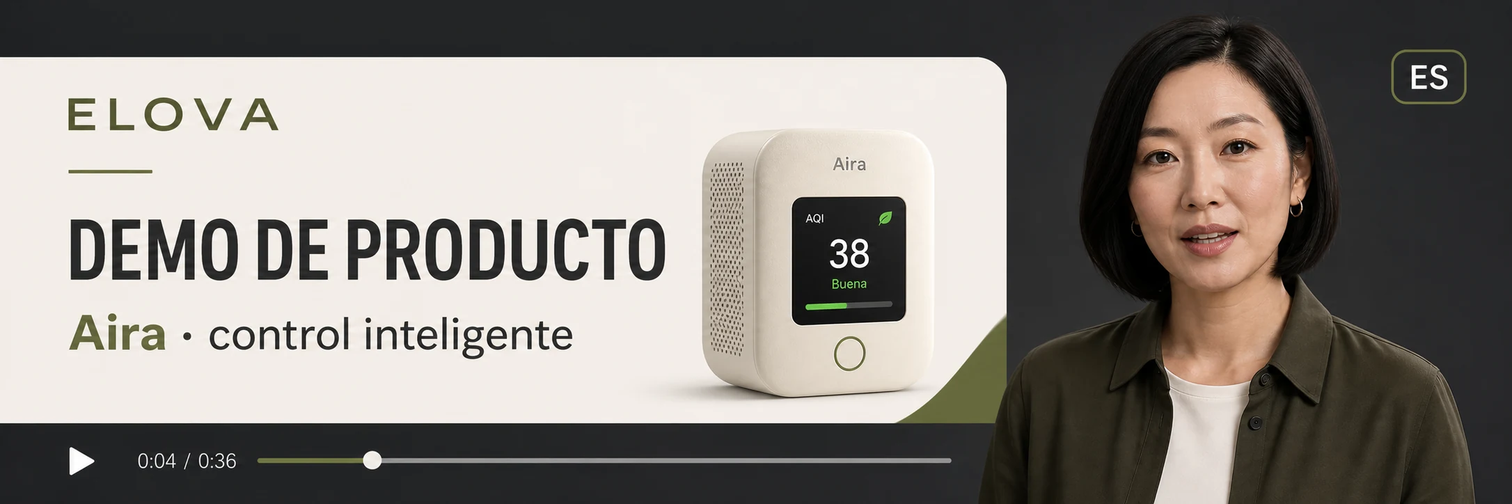 Vocera digital de ELOVA presentando una demostración comercial del monitor inteligente Aira