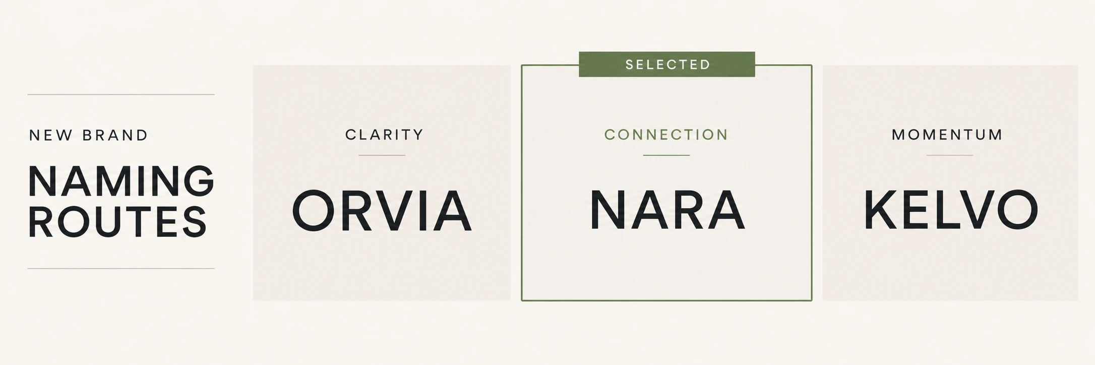 Presentation of three strategic naming routes with NARA selected