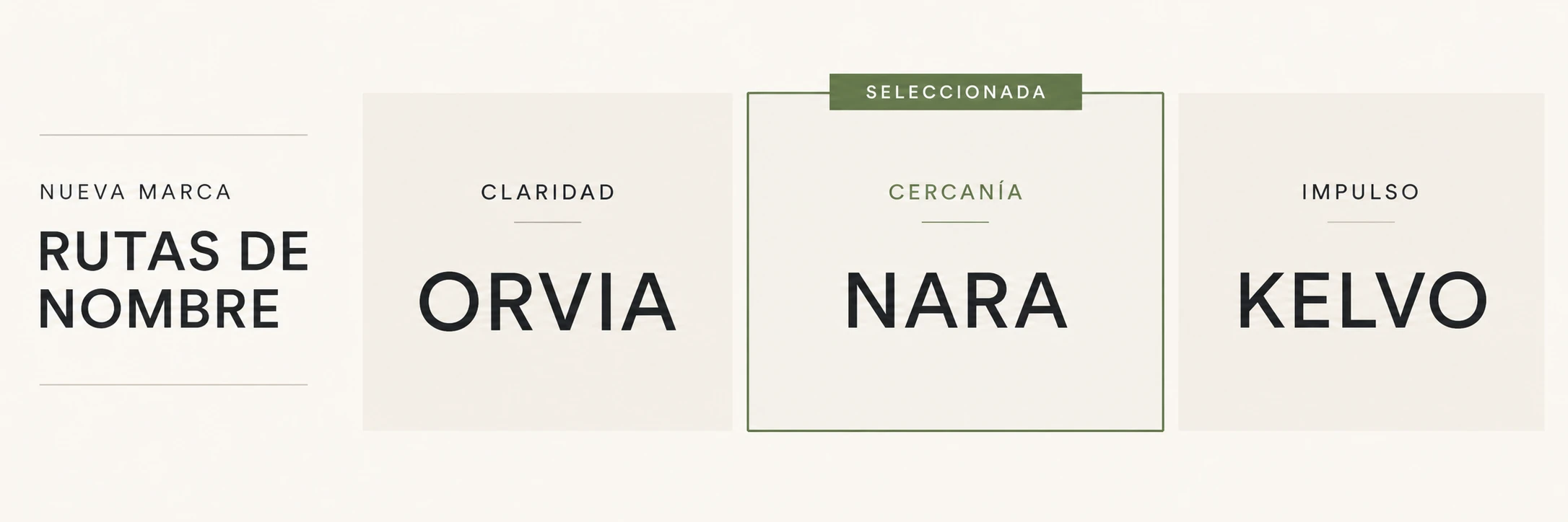 Presentación de tres rutas estratégicas de naming con NARA como propuesta seleccionada